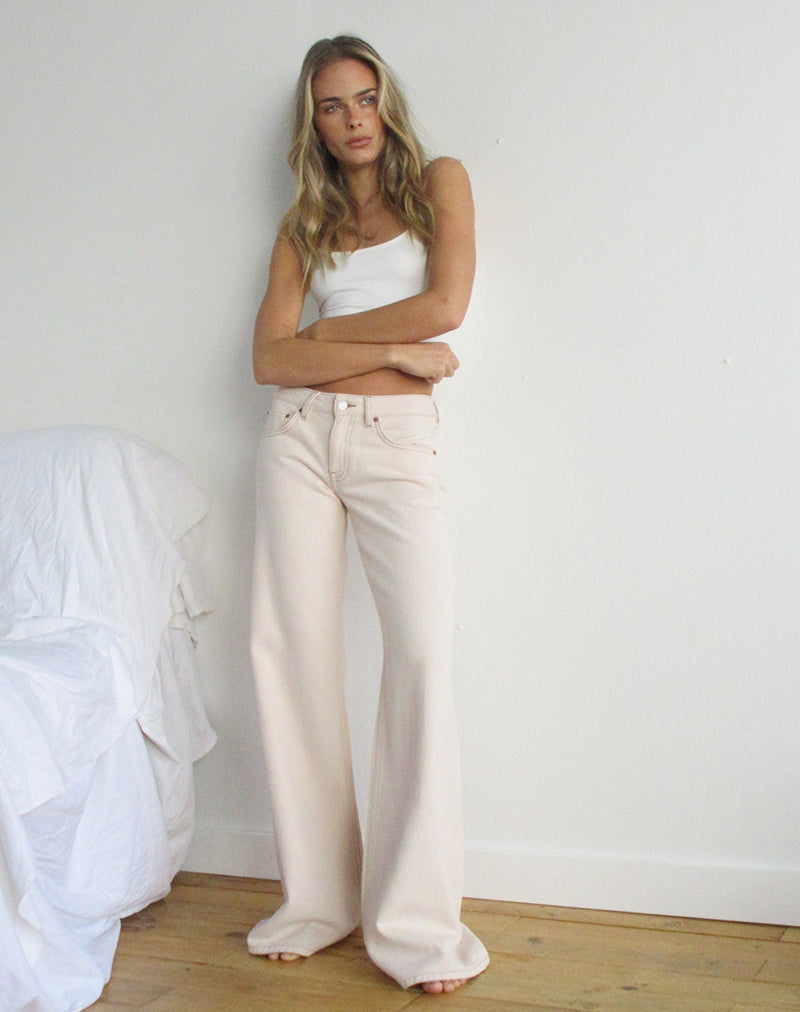 Low Rise Slouchy Flare Jeans in Twill Off White