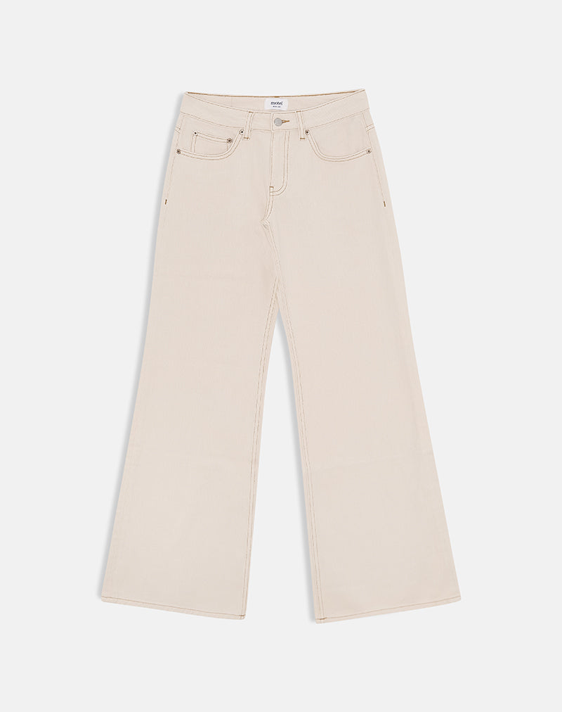 Low Rise Slouchy Flare Jeans in Twill Off White