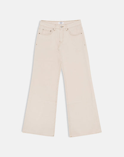 Low Rise Slouchy Flare Jeans in Twill Off White