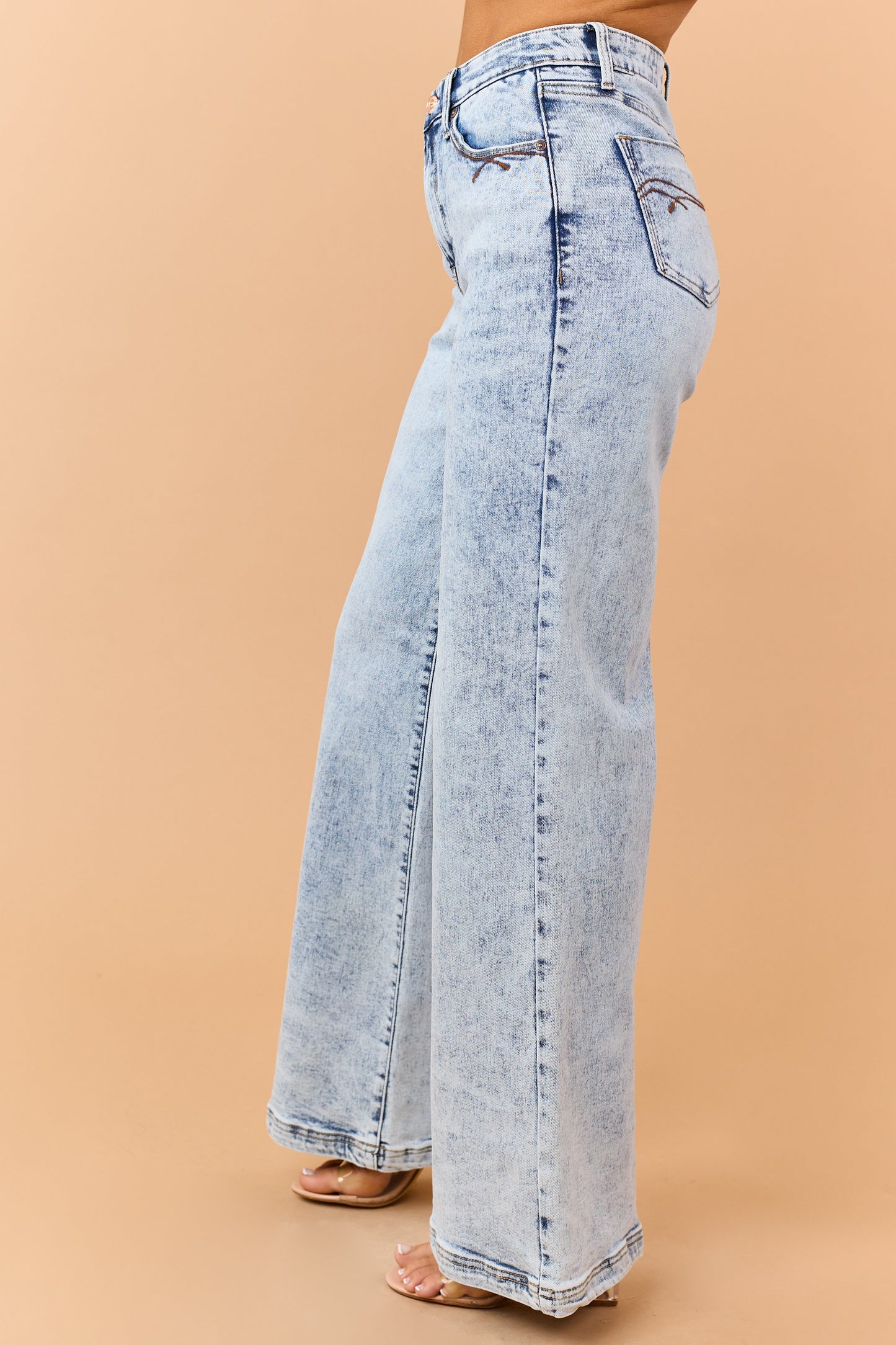 Saige Light Wash Tummy Control Stretchy Wide Jeans