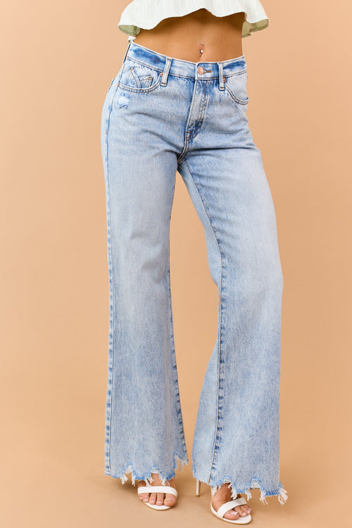 Saige Light Wash Tummy Control Wide Flare Jeans
