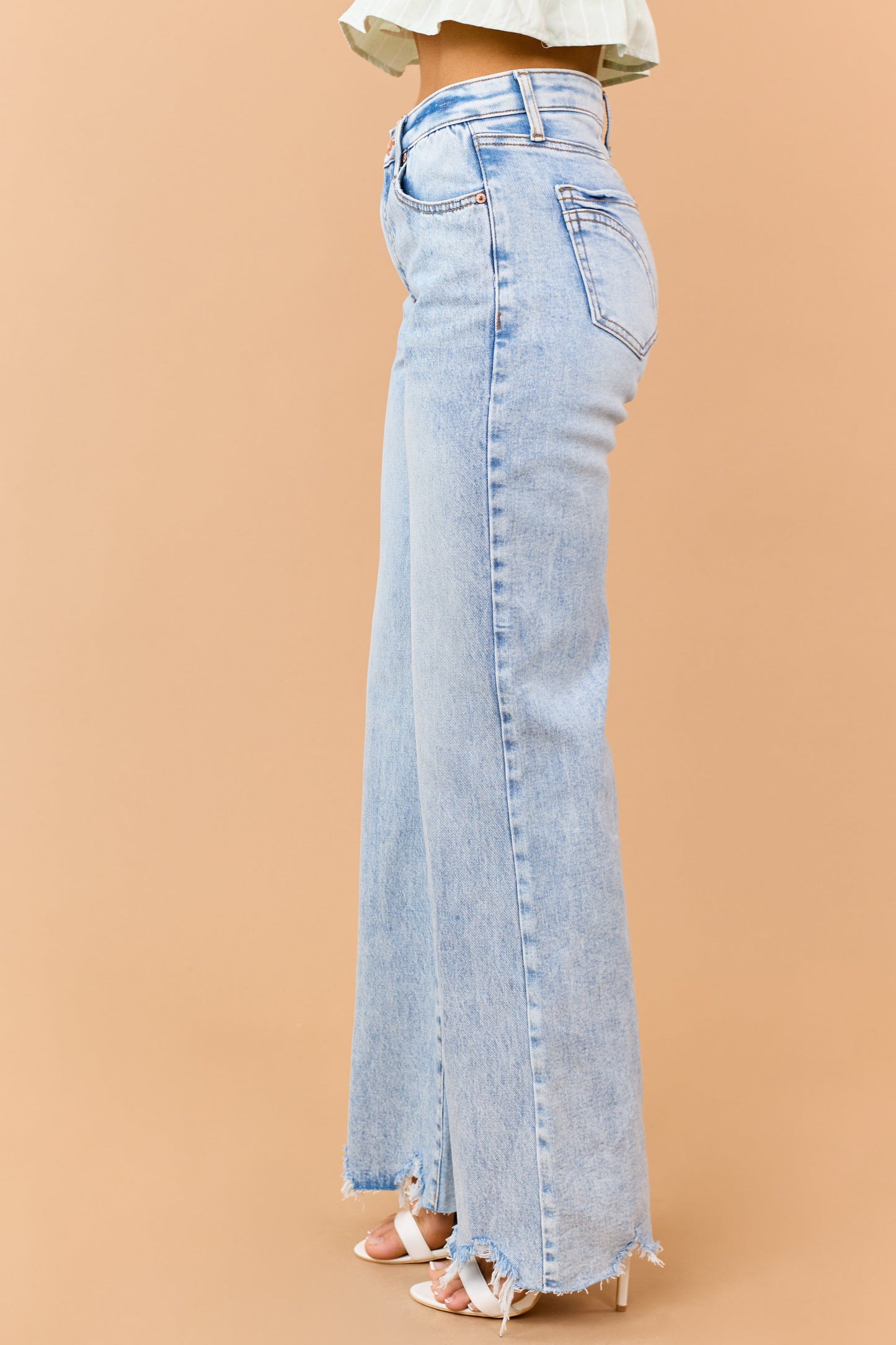 Saige Light Wash Tummy Control Wide Flare Jeans