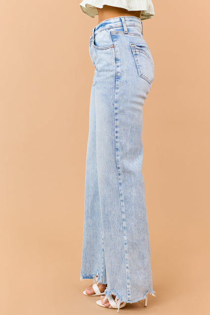 Saige Light Wash Tummy Control Wide Flare Jeans