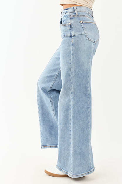 Saige Medium Wide Leg Tummy Control Stretchy Jeans