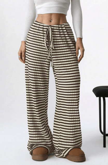 Wide Leg Stripe Tie Pants