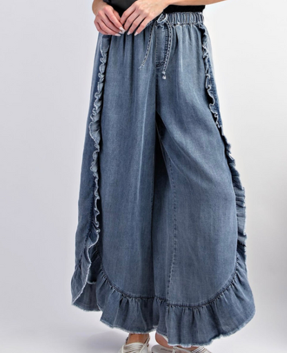 Frill Me Wide Leg Denim Pants