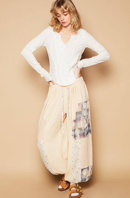 POL Raw Edge Relaxed Knit Pants