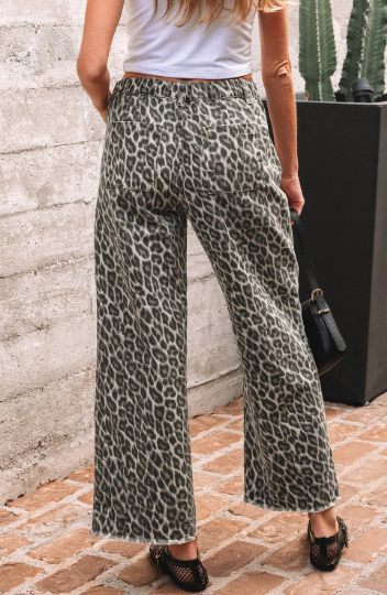 Leopard Straight Loose Leg Jeans