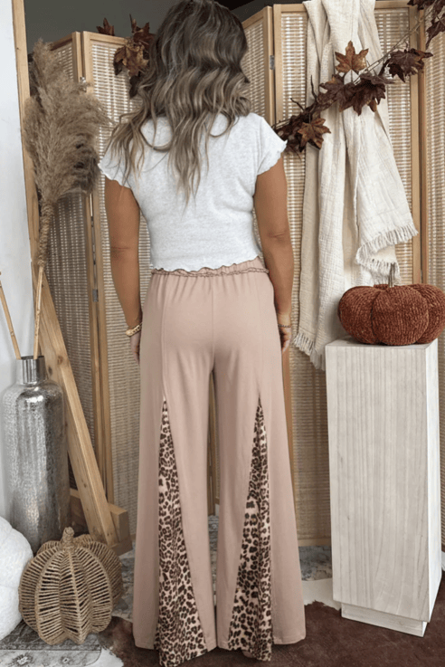 Mineral Wash Leopard Patchwork Wide Leg Pants