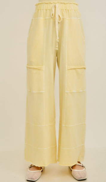 Seaside Breeze Mineral Wash Wide Leg Cropped Pants