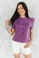 Lavender Mineral Wash Puff Sleeve Boot Stitch Embroidered Shirt