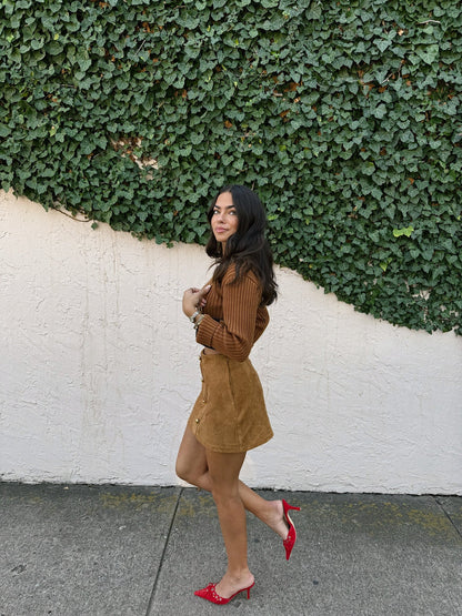 Draper Suede Skort - Camel