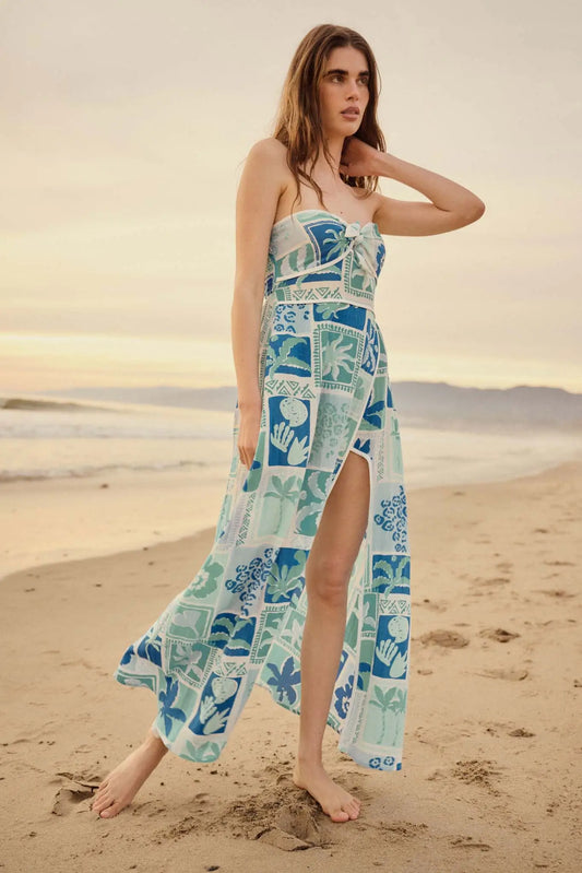 Sweet Escape Tropical Floral Strapless Maxi Dress