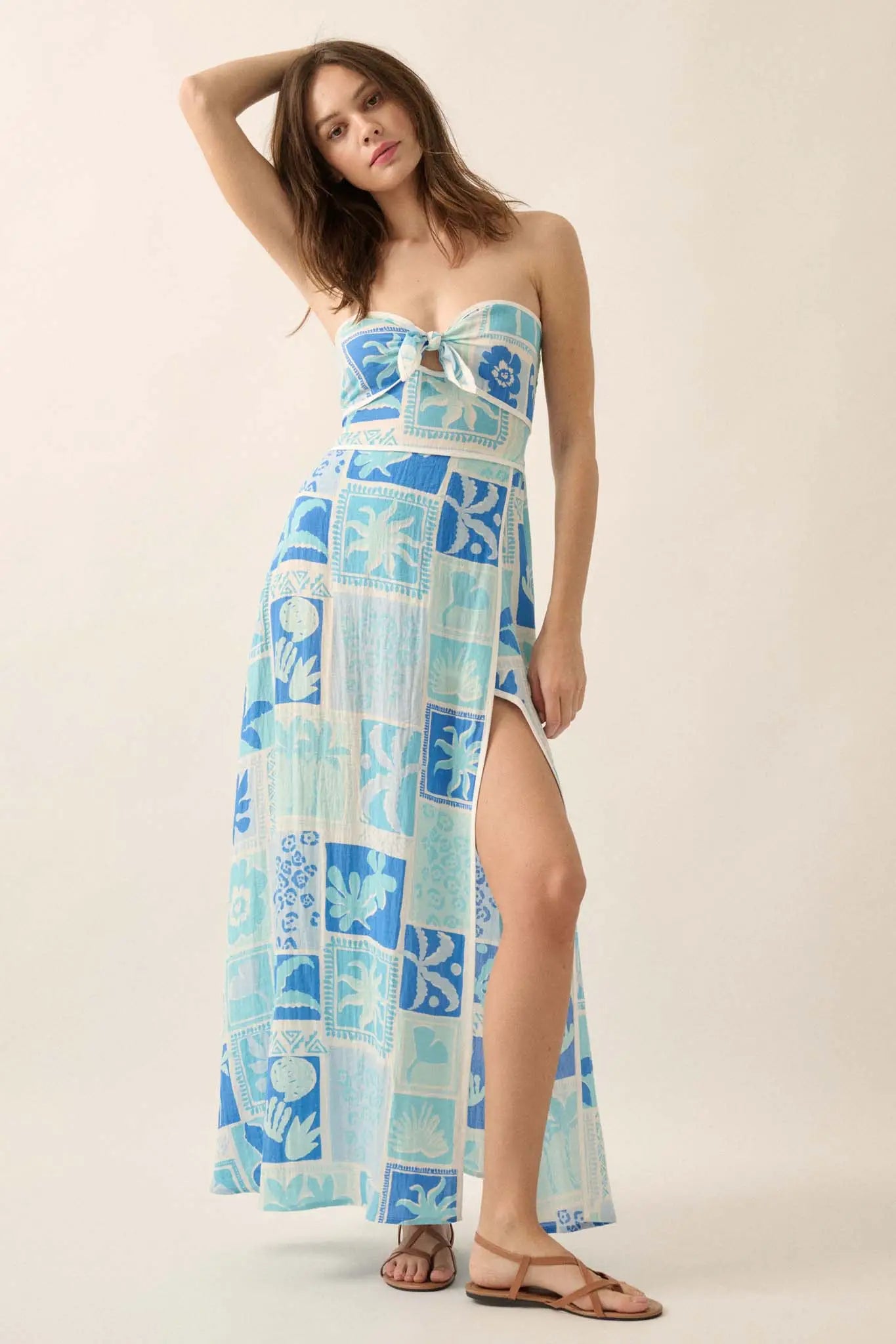Sweet Escape Tropical Floral Strapless Maxi Dress