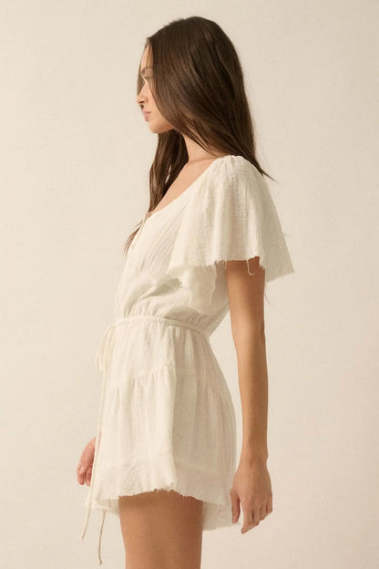 Fresh Air Flutter-Sleeve Drawstring Romper
