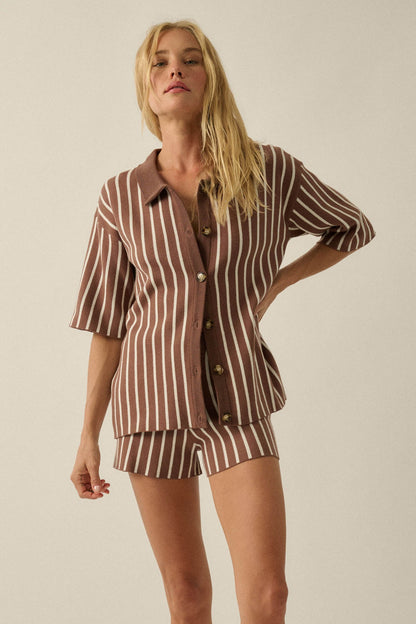 Day Tripper Striped Knit Sweater Shorts