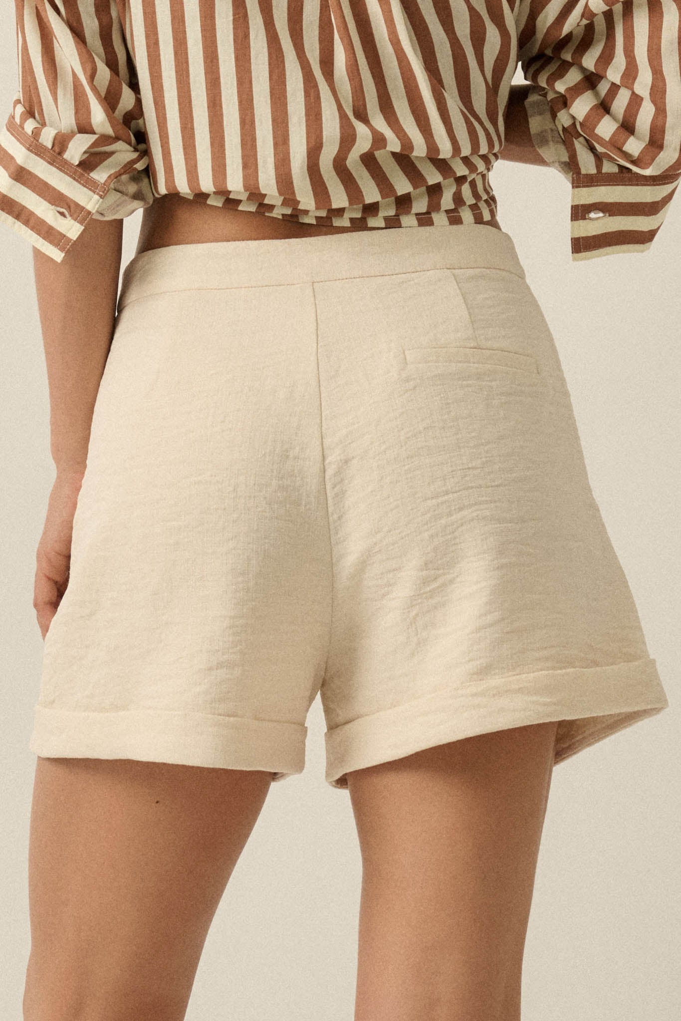 Walk the Talk Pleated Wide-Leg Cuffed Shorts