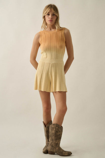 Not Fade Away Ombre Ribbed Knit Sleeveless Romper