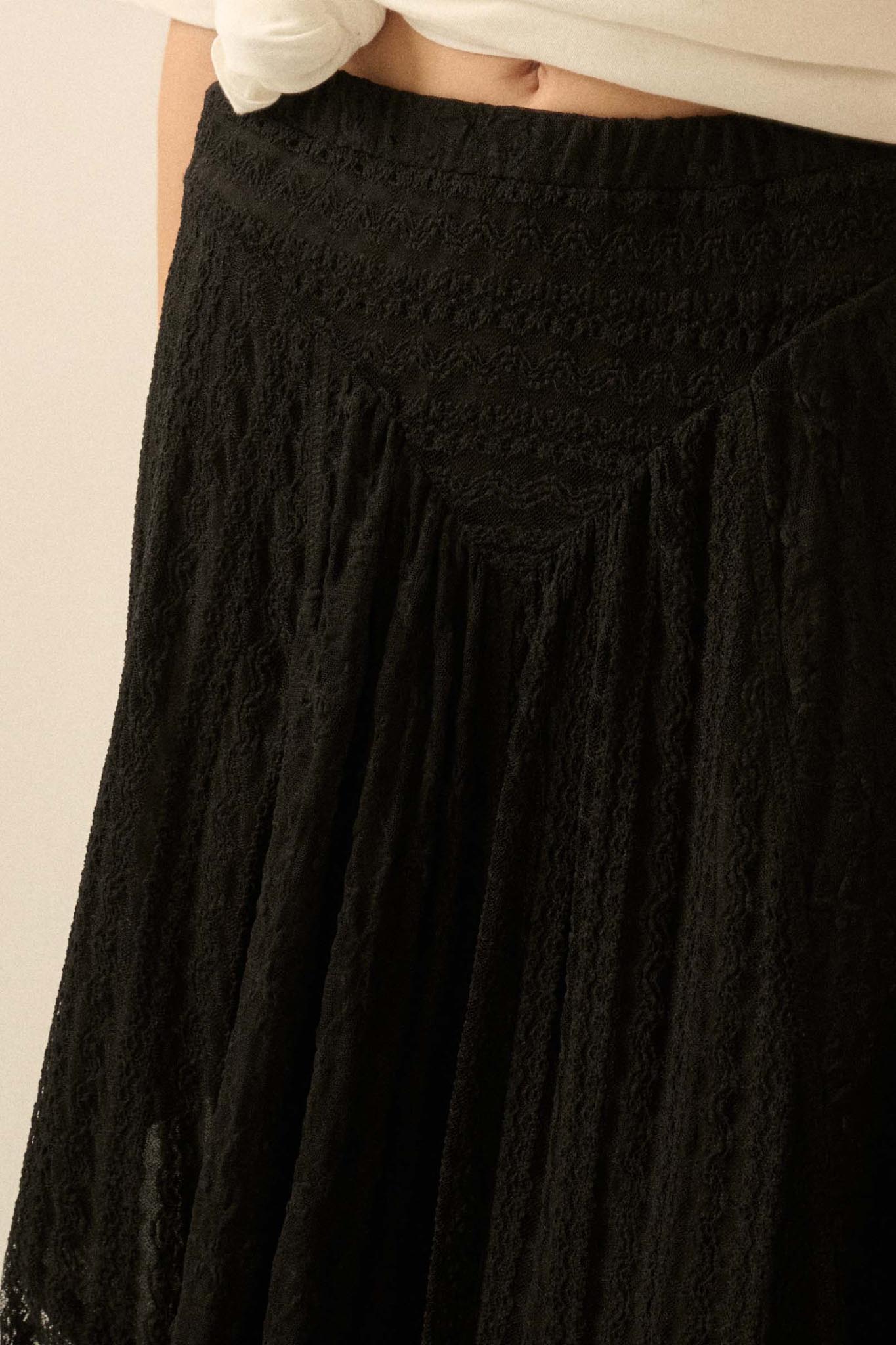 Just Divine Lace Drop-Waist Handkerchief Midi Skirt