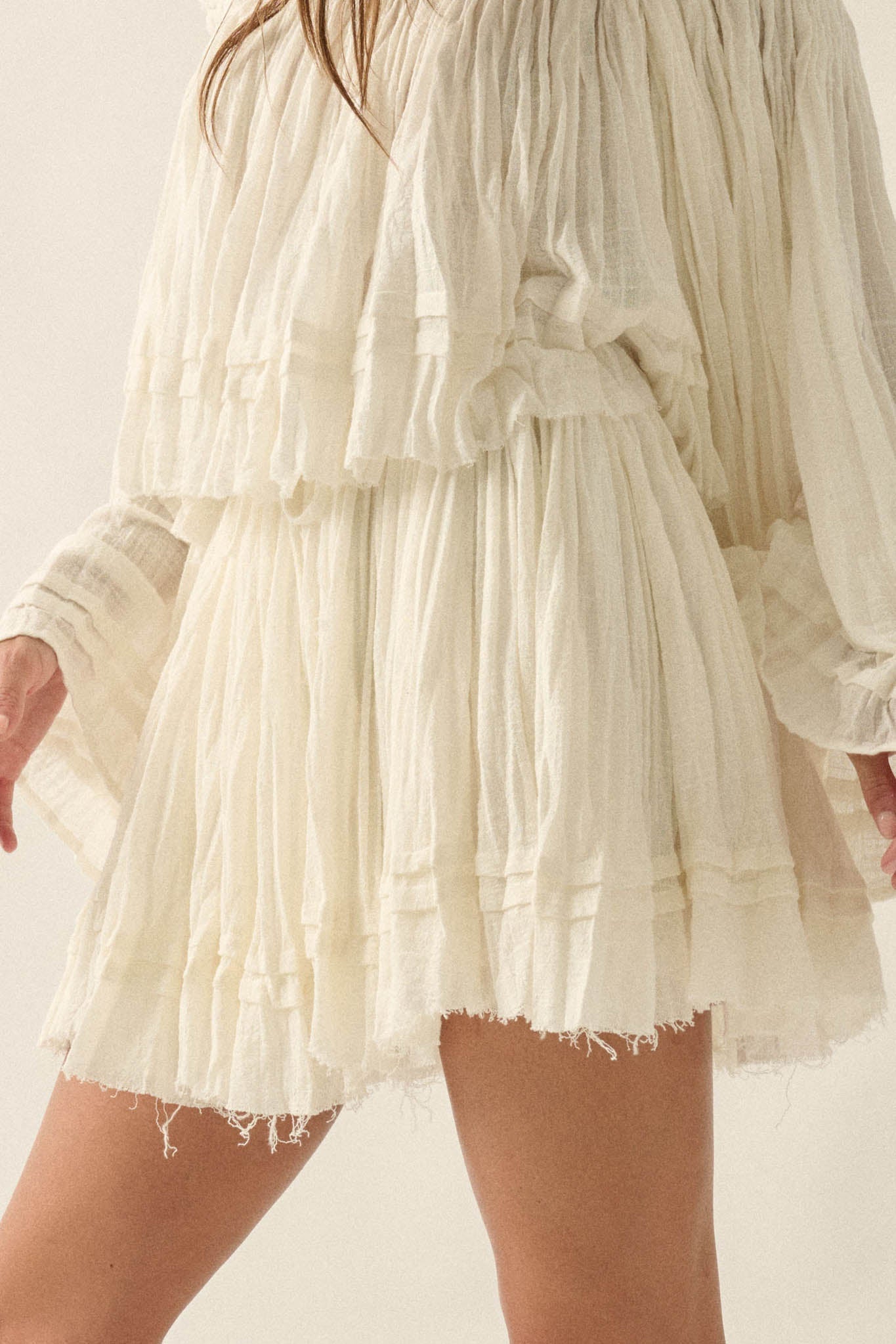 Sweet Freedom Cotton Gauze Drawstring Mini Skirt