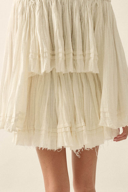 Sweet Freedom Cotton Gauze Drawstring Mini Skirt