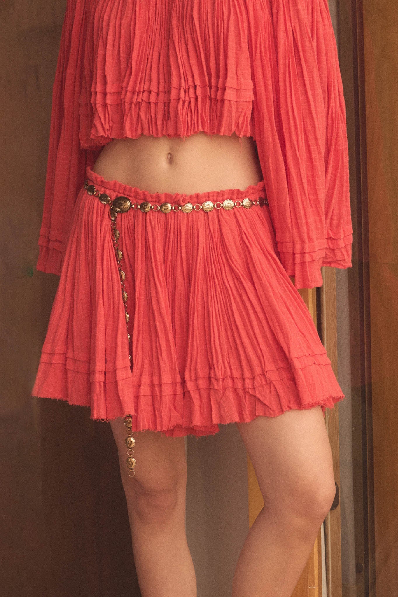 Sweet Freedom Cotton Gauze Drawstring Mini Skirt