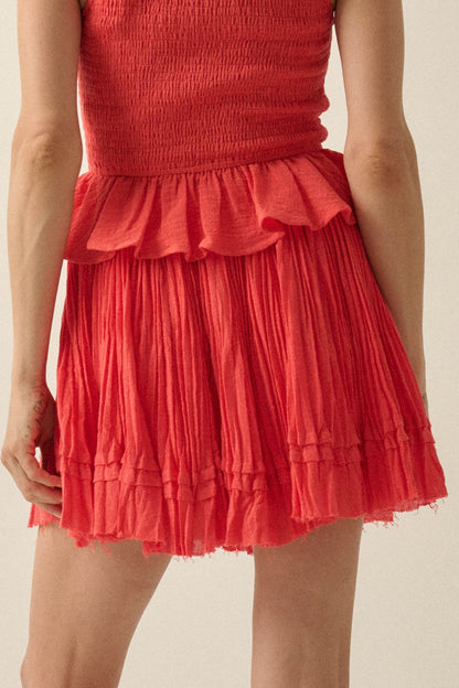 Sweet Freedom Cotton Gauze Drawstring Mini Skirt