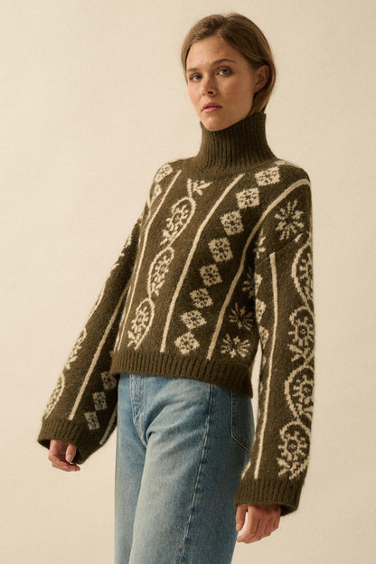 First Frost Mock-Neck Nordic-Knit Sweater