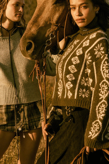 First Frost Mock-Neck Nordic-Knit Sweater