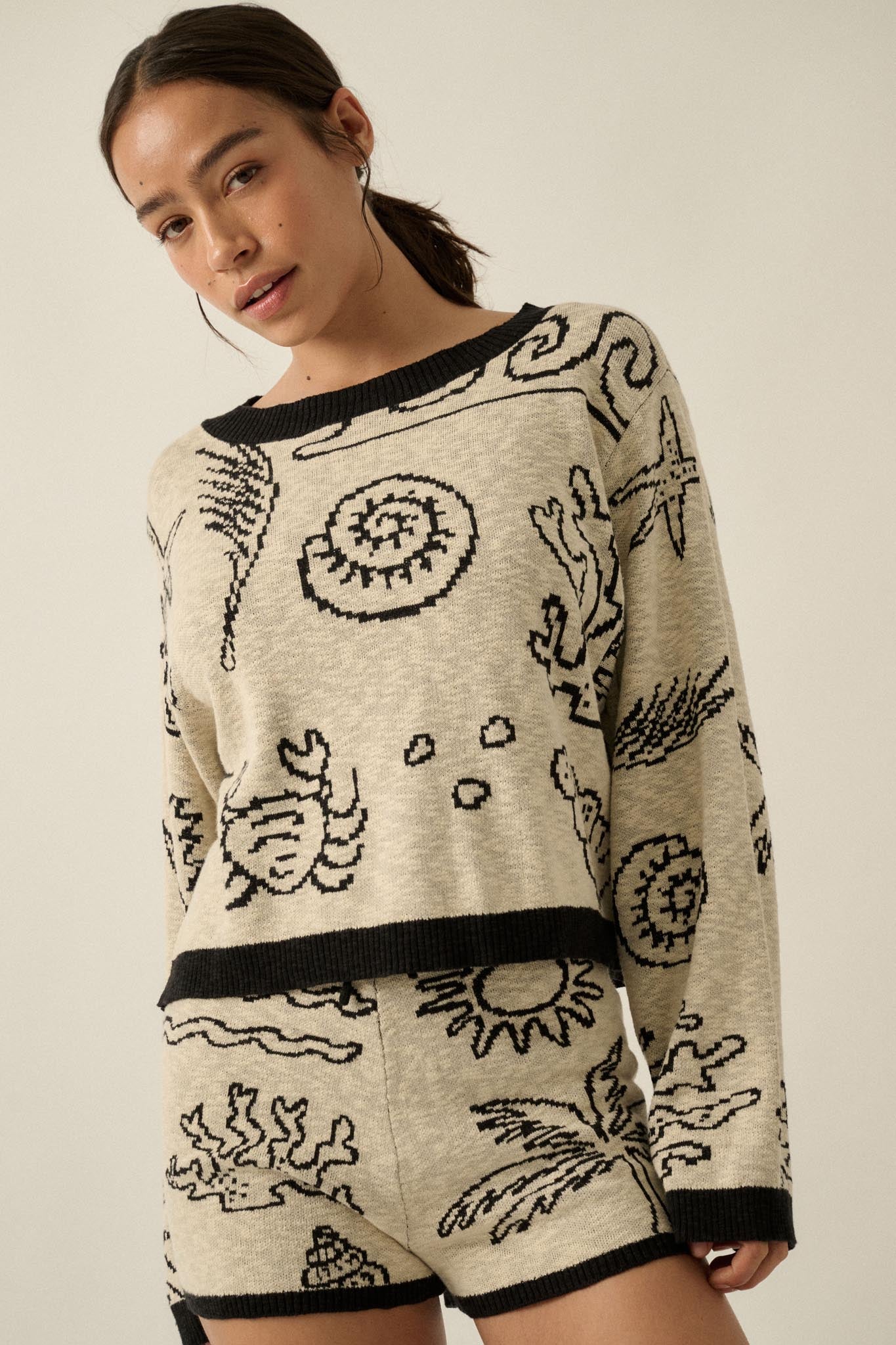 Beach Bash Nautical Jacquard-Knit Sweater