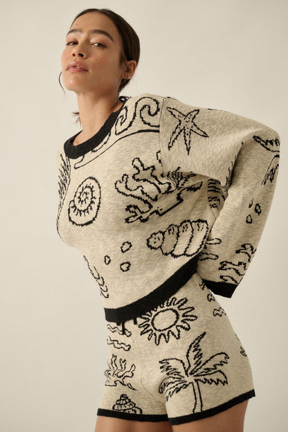Beach Bash Nautical Jacquard-Knit Sweater