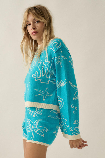 Beach Bash Nautical Jacquard-Knit Sweater