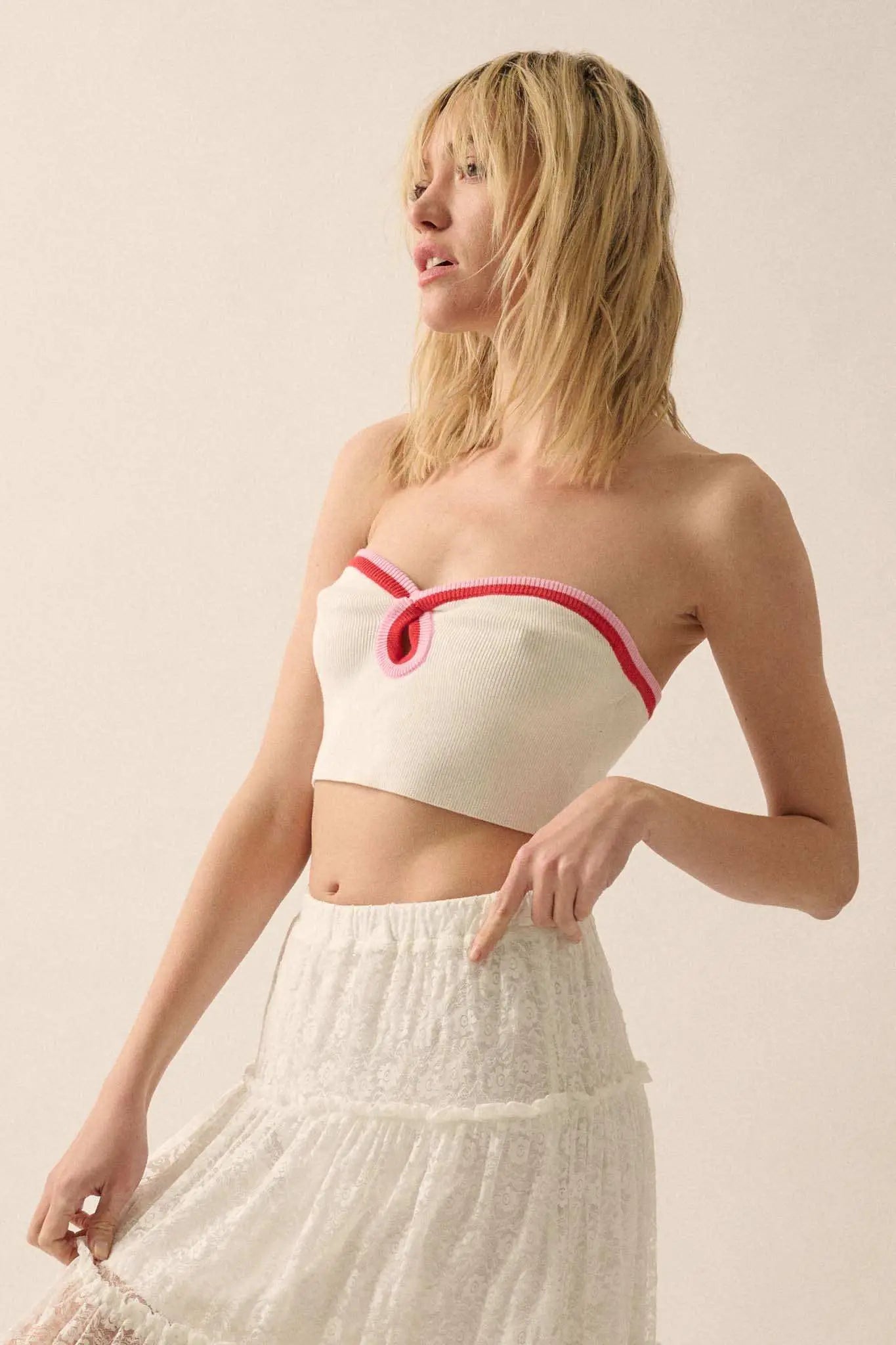 Heating Up Rib-Knit Keyhole Tube Top