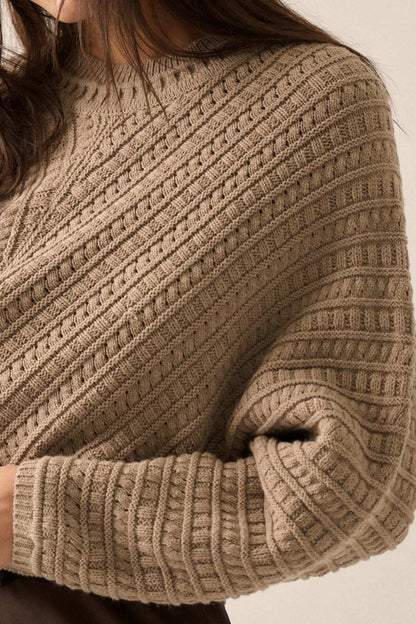 Warm Wishes Pointelle Cable Knit Dolman Sweater