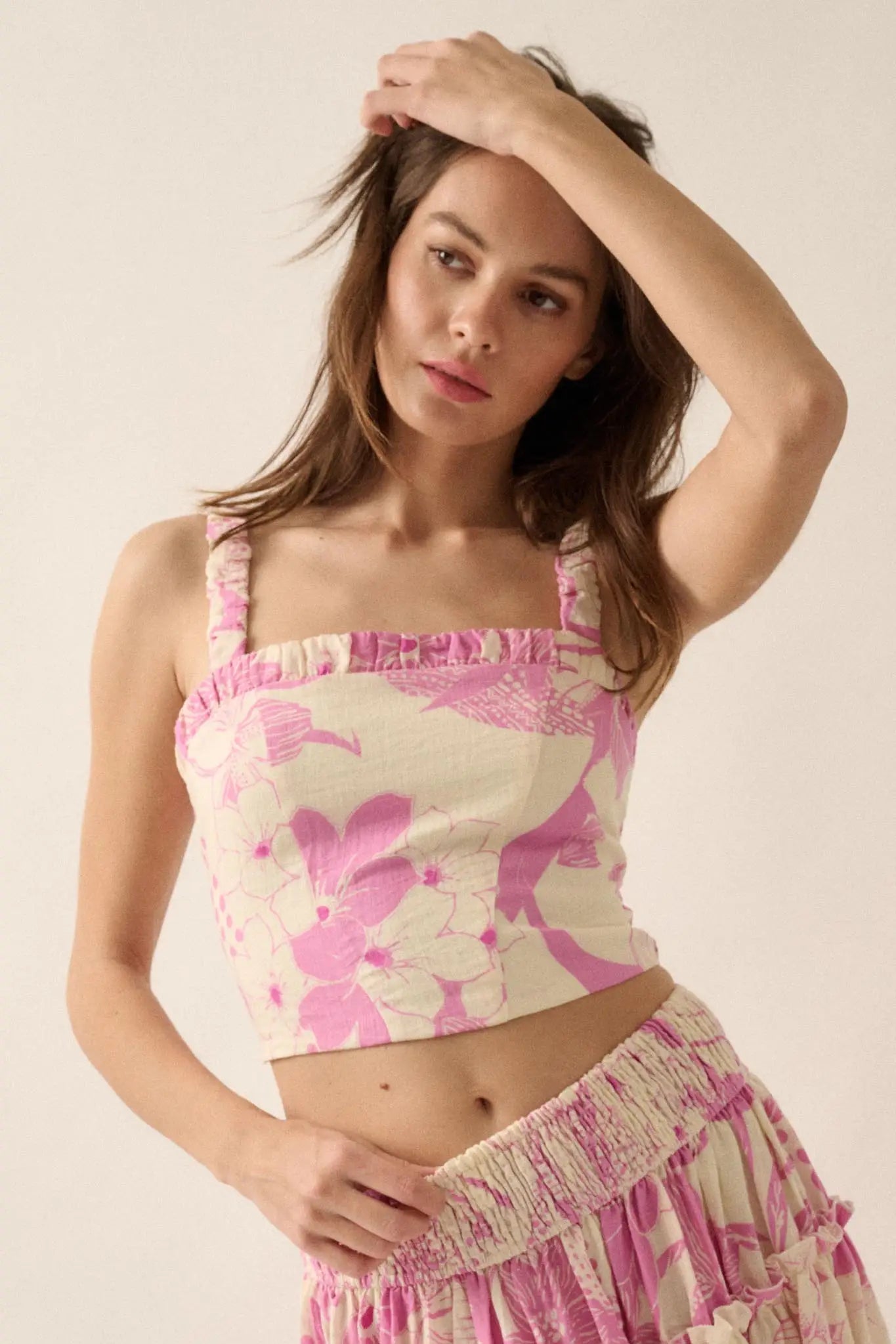 Tropical Treat Floral Cropped Cami Top