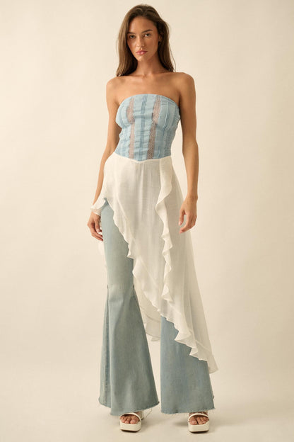 Counting Clouds Ruffled Asymmetrical Maxi Top