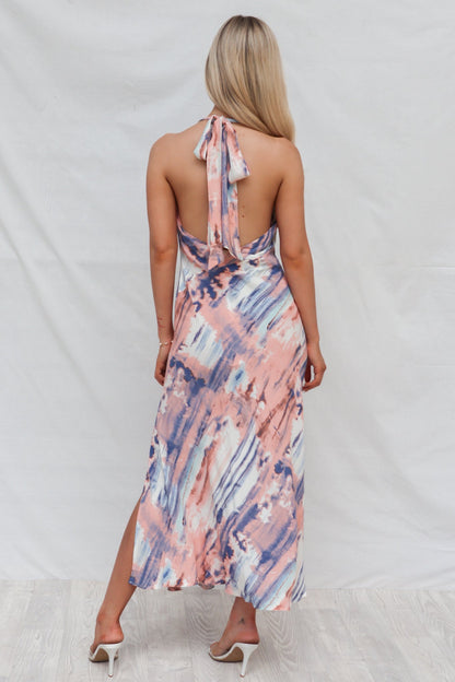Verity Dress - Blue/Peach Tie Dye