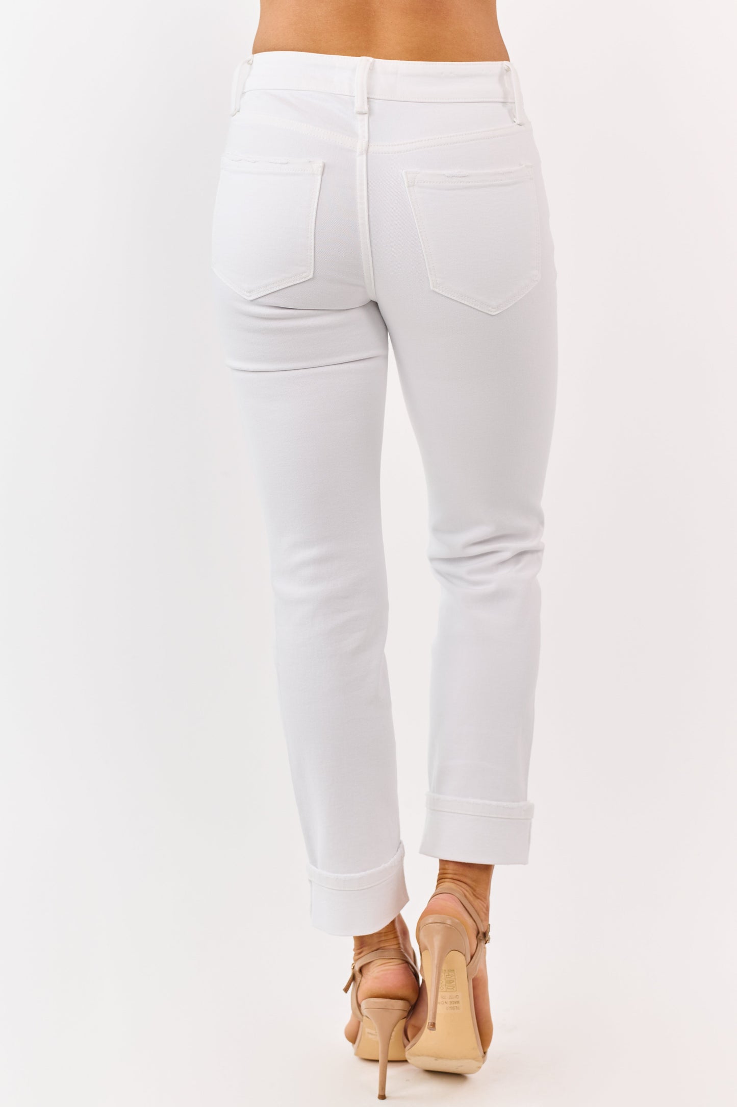 Vervet Ivory Mid Rise Slim Straight Stretch Jeans