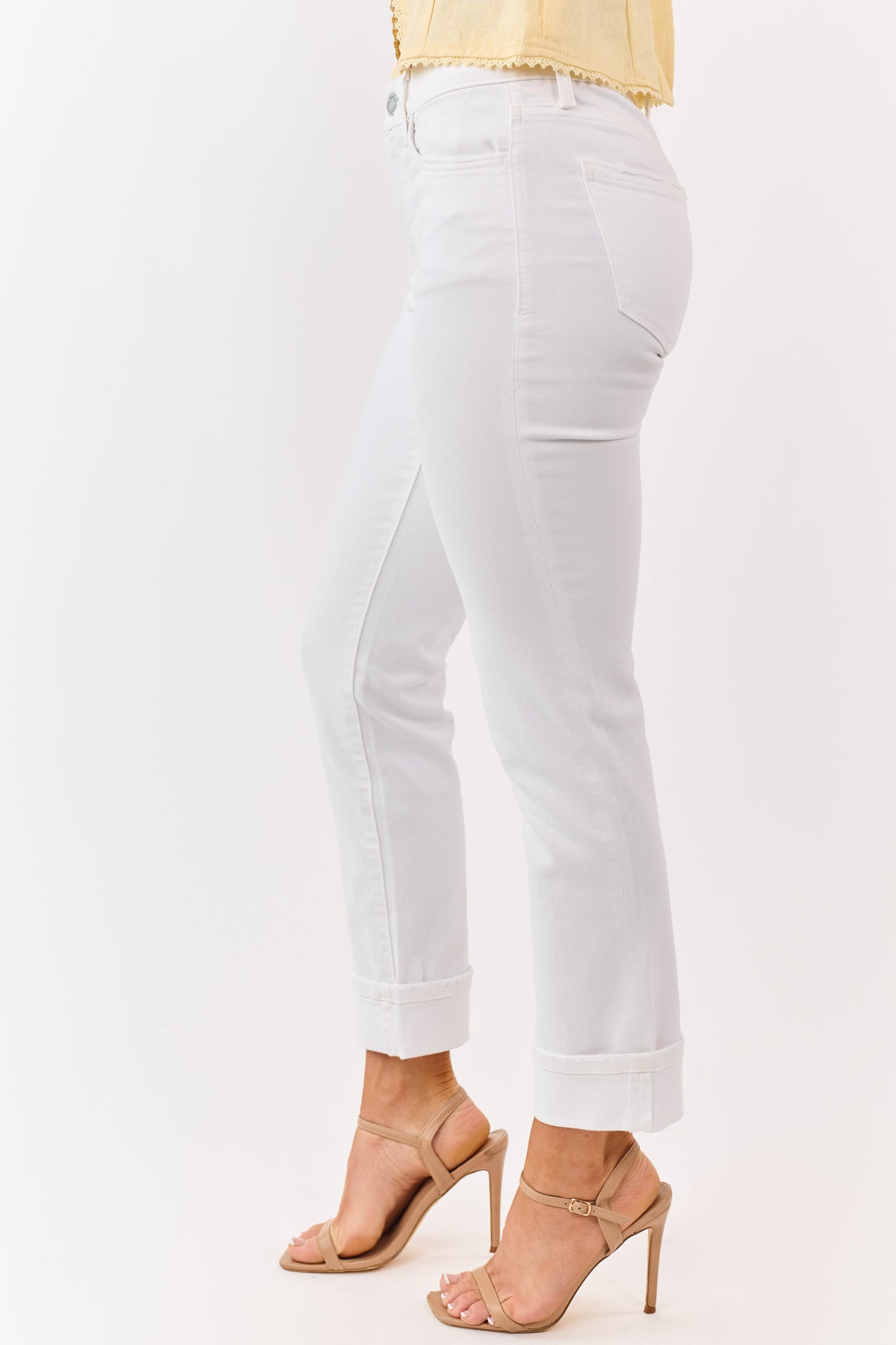 Vervet Ivory Mid Rise Slim Straight Stretch Jeans
