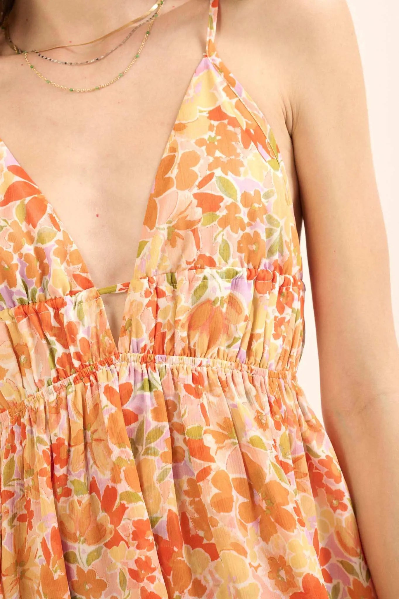 Marmalade Garden Floral Chiffon High-Low Maxi Dress