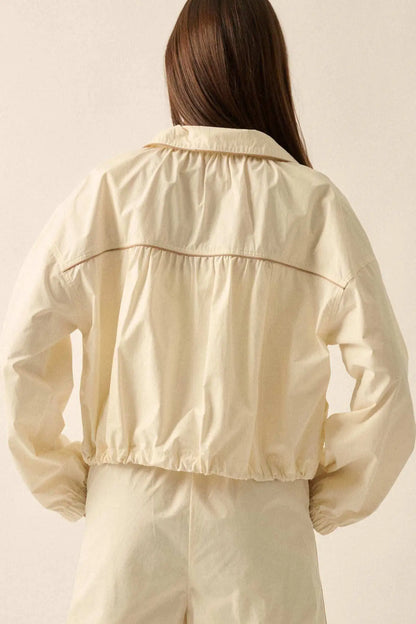 Zip to It Piping-Trim Drawstring Jacket