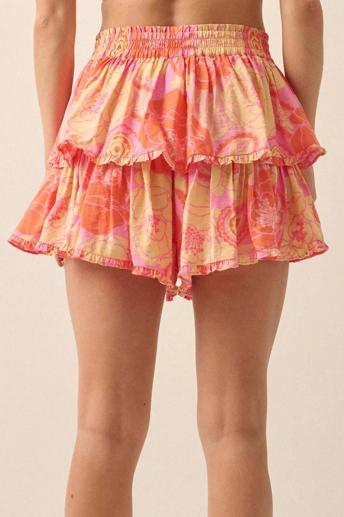 Tasty Treat Floral Paisley Tiered Ruffle Shorts