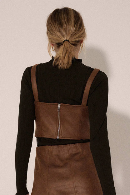 Human Nature Vegan Leather Cropped Corset Top