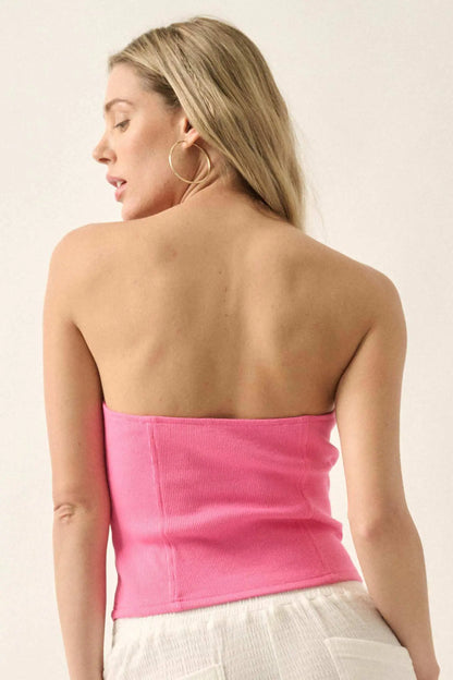 Form Factor Strapless Rib-Knit Corset Top