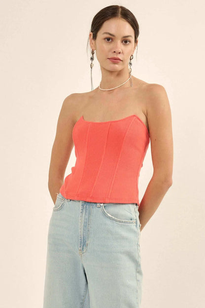 Form Factor Strapless Rib-Knit Corset Top