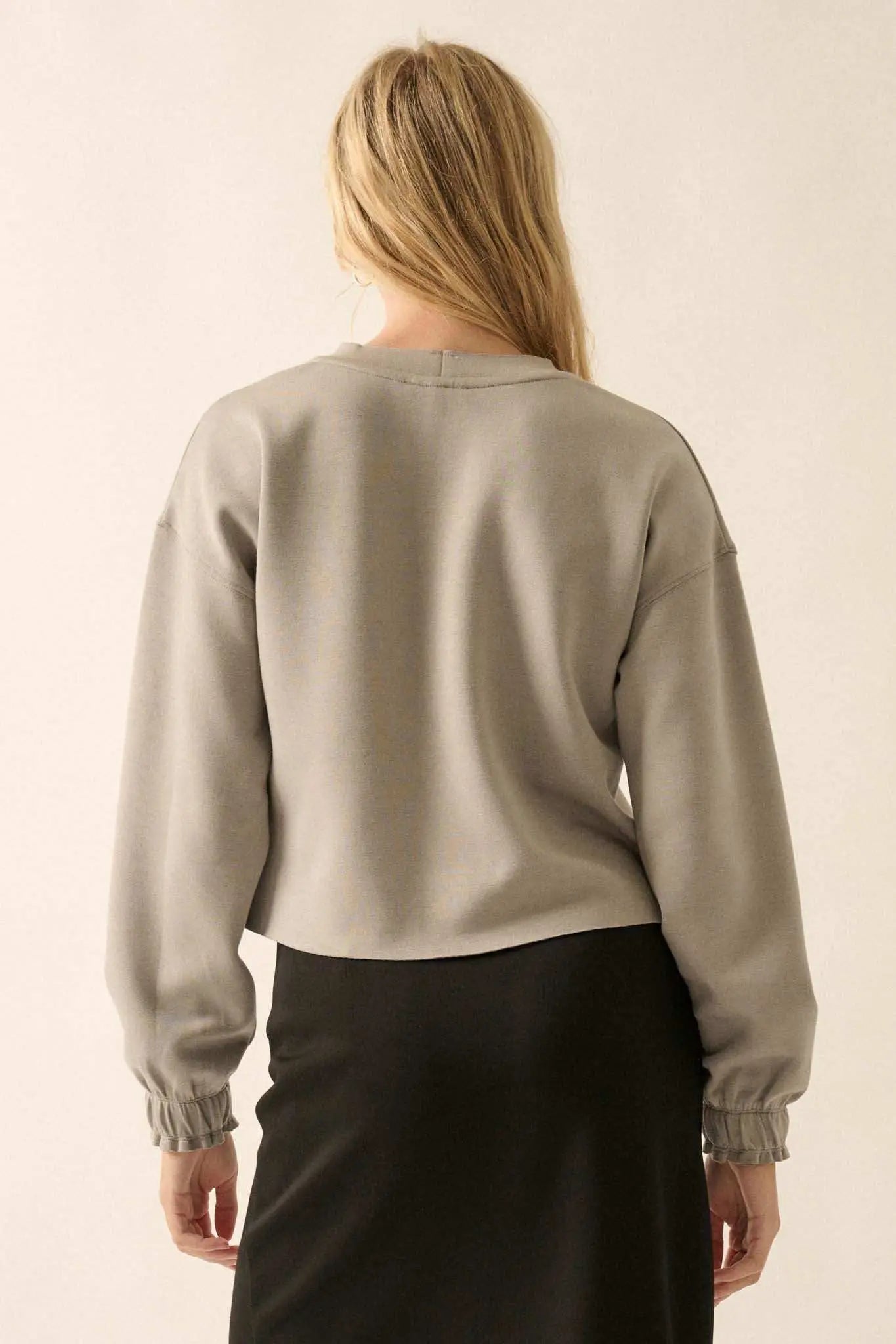 Premium Scuba Ruffle-Cuff Pullover Top