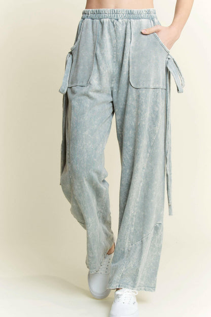 J.HER Mineral Wash Side Ribbon Bow pants