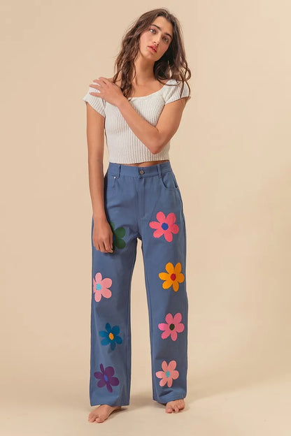 BiBi Floral Print Straight Leg Pants