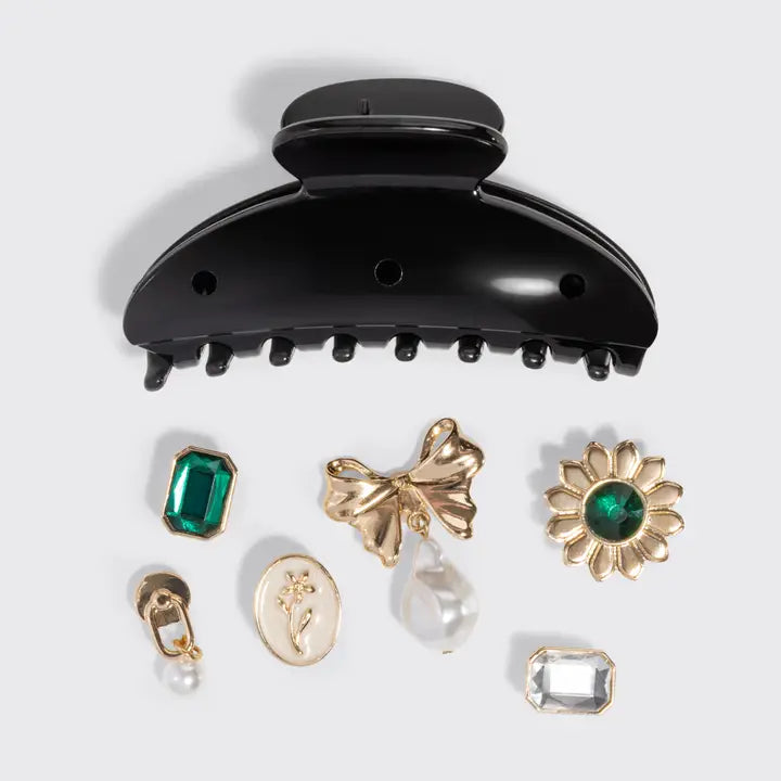 Vintage Black Claw Clip Set