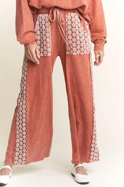 J.Her MineralWash Floral Daisy trim Pants